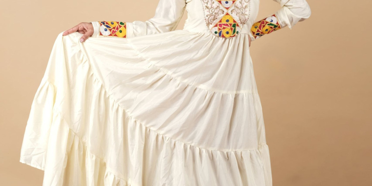 Dal Silk With Embroidery Sequnce And Mirror Work Gown