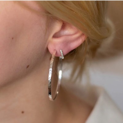 Hammered Silver Hoops Earring | Aquila Jewellery Profile Picture