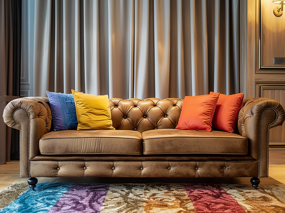 How to Mix Leather Chesterfields with Bold Patterns